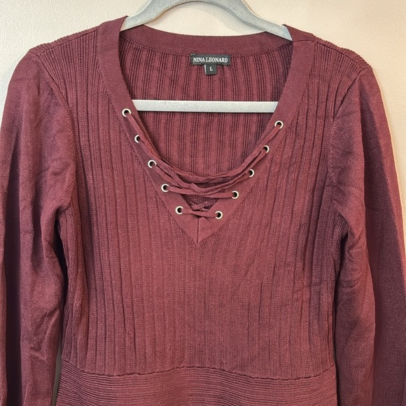 NWT Nina Leonard Long Sleeve Sweater Dress - Picture 2 of 5